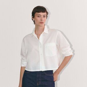 Everlane Women's Way-Short Shirt in Silky Cotton in White, Size Medium